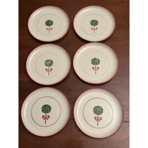 Vintage Gallo Metal Coasters Set of 6 Cream Christmas Holiday Topiary 4"